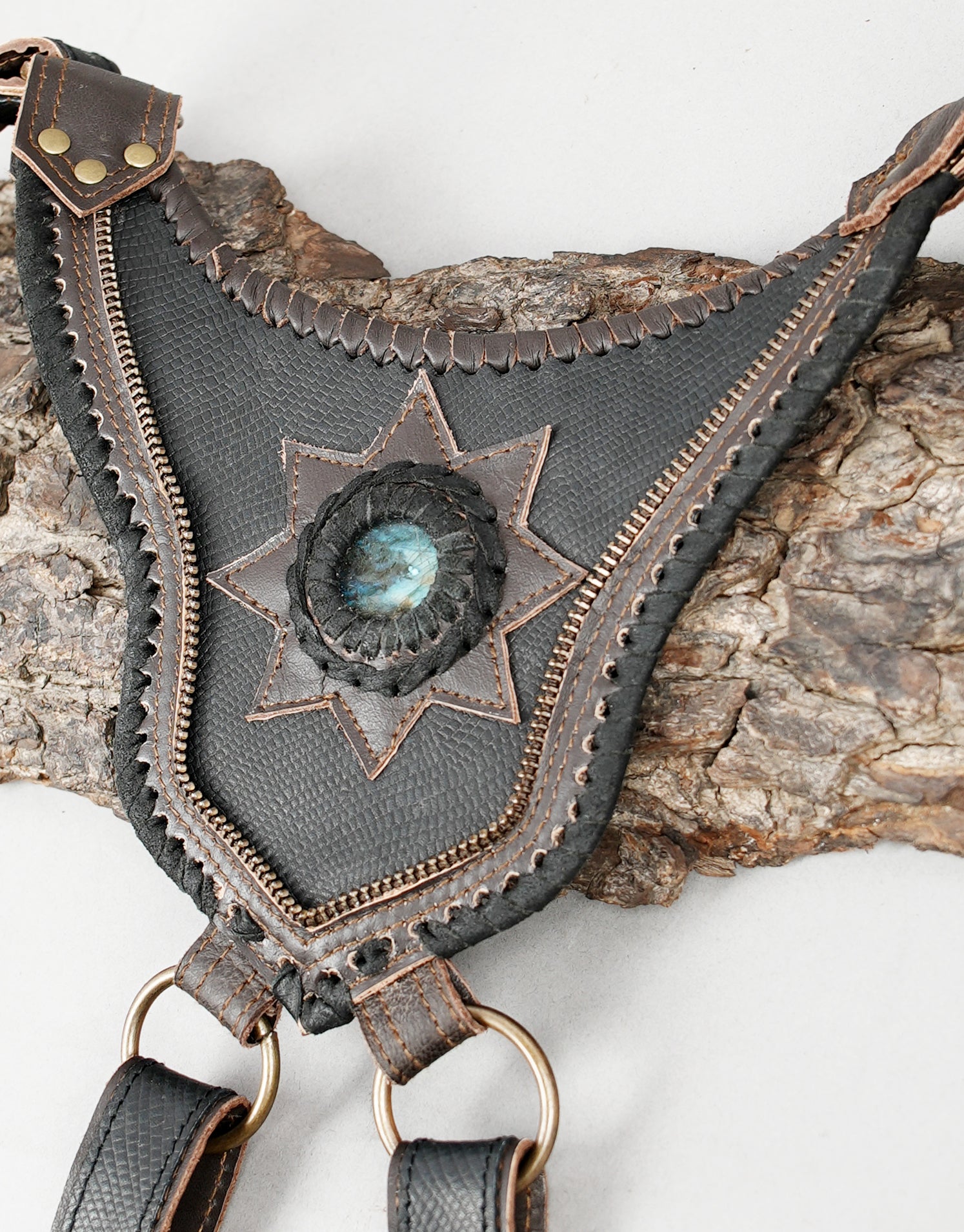 Genuine leather festival holster with handcrafted detailing