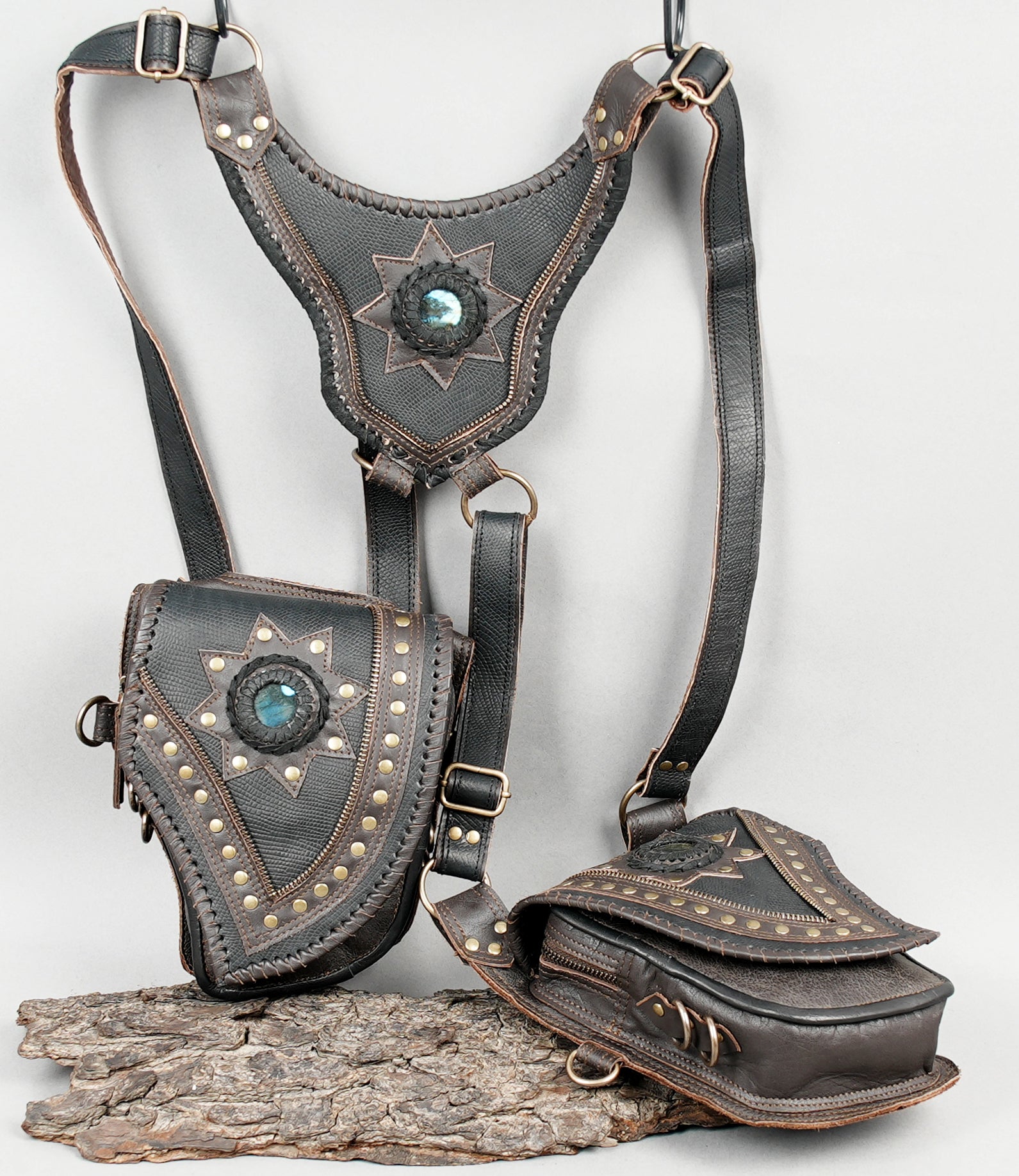 Handmade leather utility holster with shoulder support