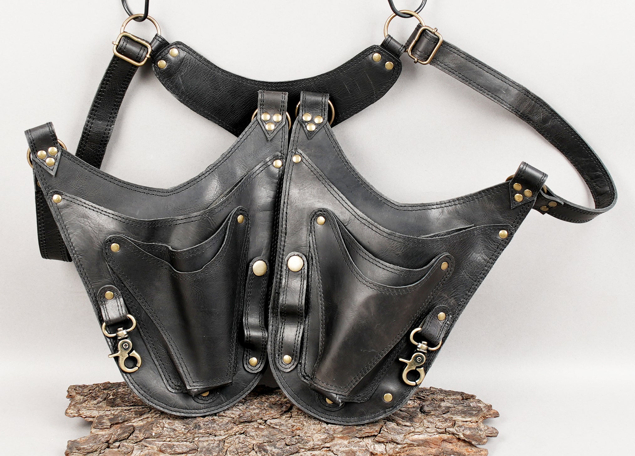 Functional leather holster for festivals and travel gear