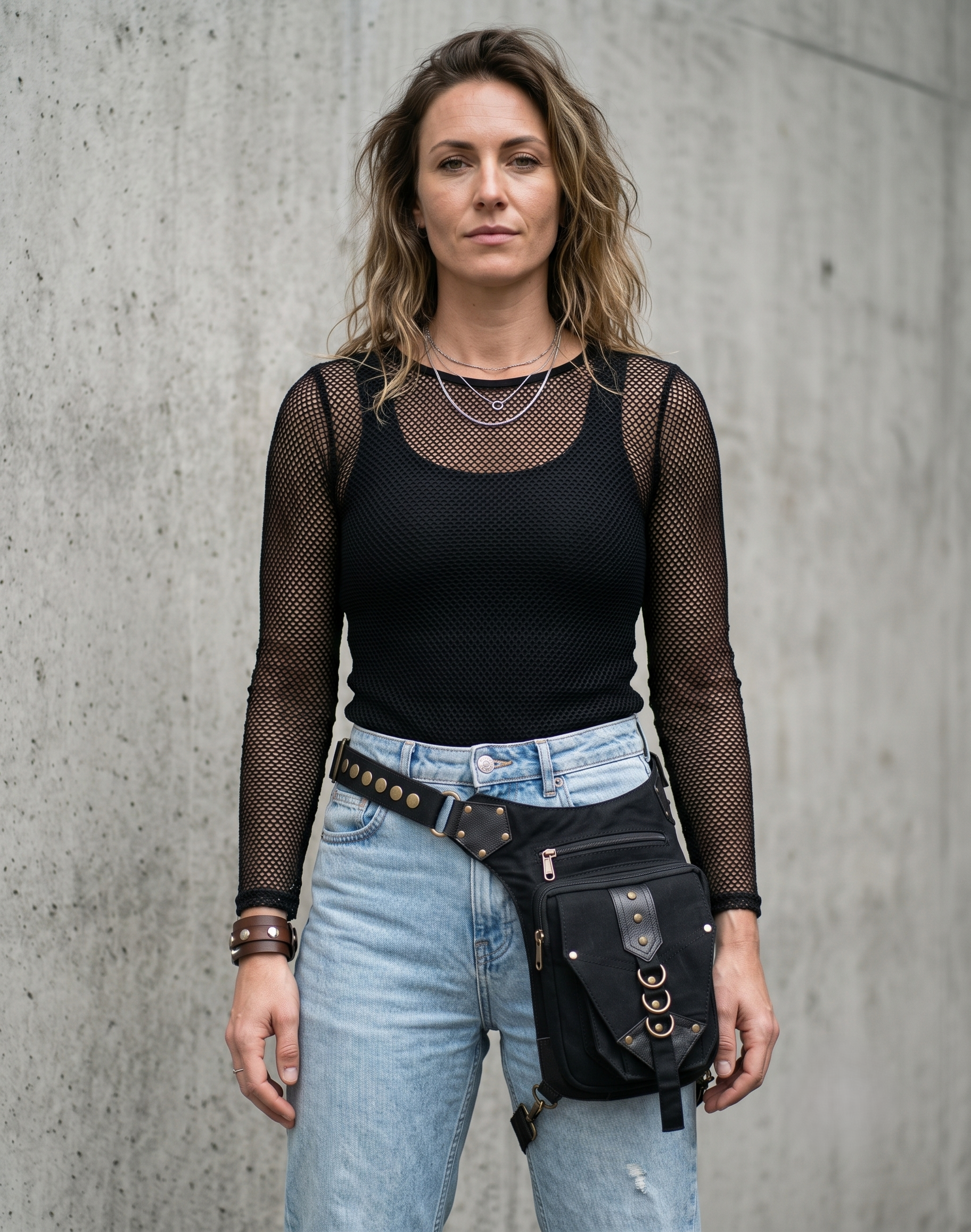 Adjustable black waist thigh strap for canvas holster and utility bags