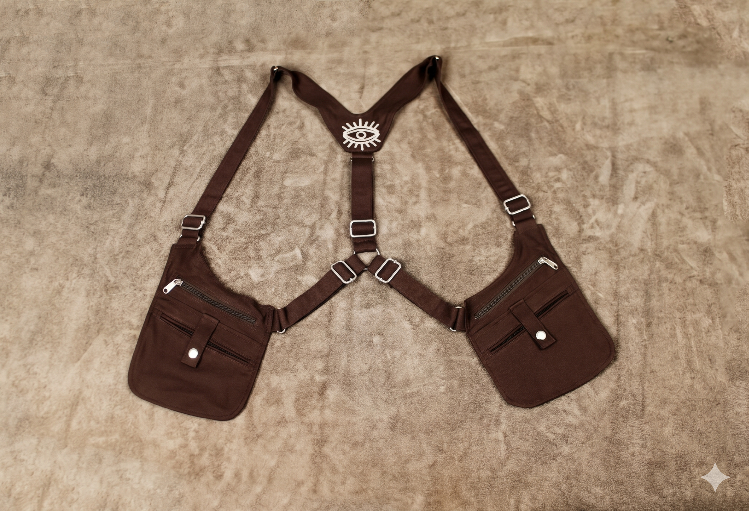 Black Cotton Evil Eye Harness Bag Unisex Festival Holster.