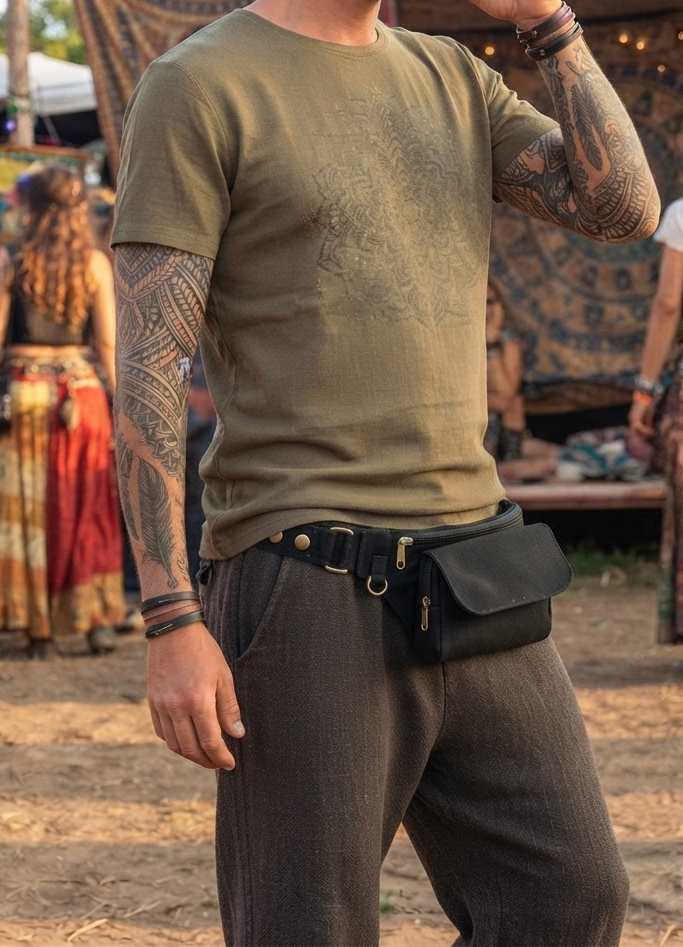 Adjustable cotton waist bag with zipper storage for everyday essentials