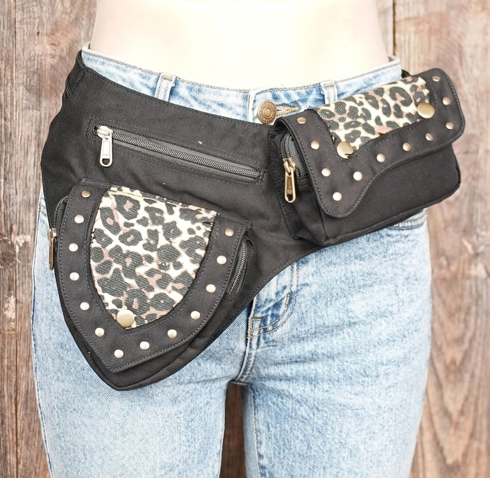 Festival utility belt with adjustable fit and storage pockets