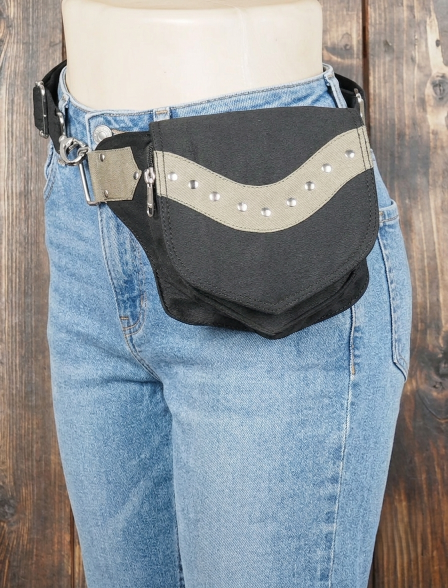 Adjustable utility waist pack with handcrafted bohemian design