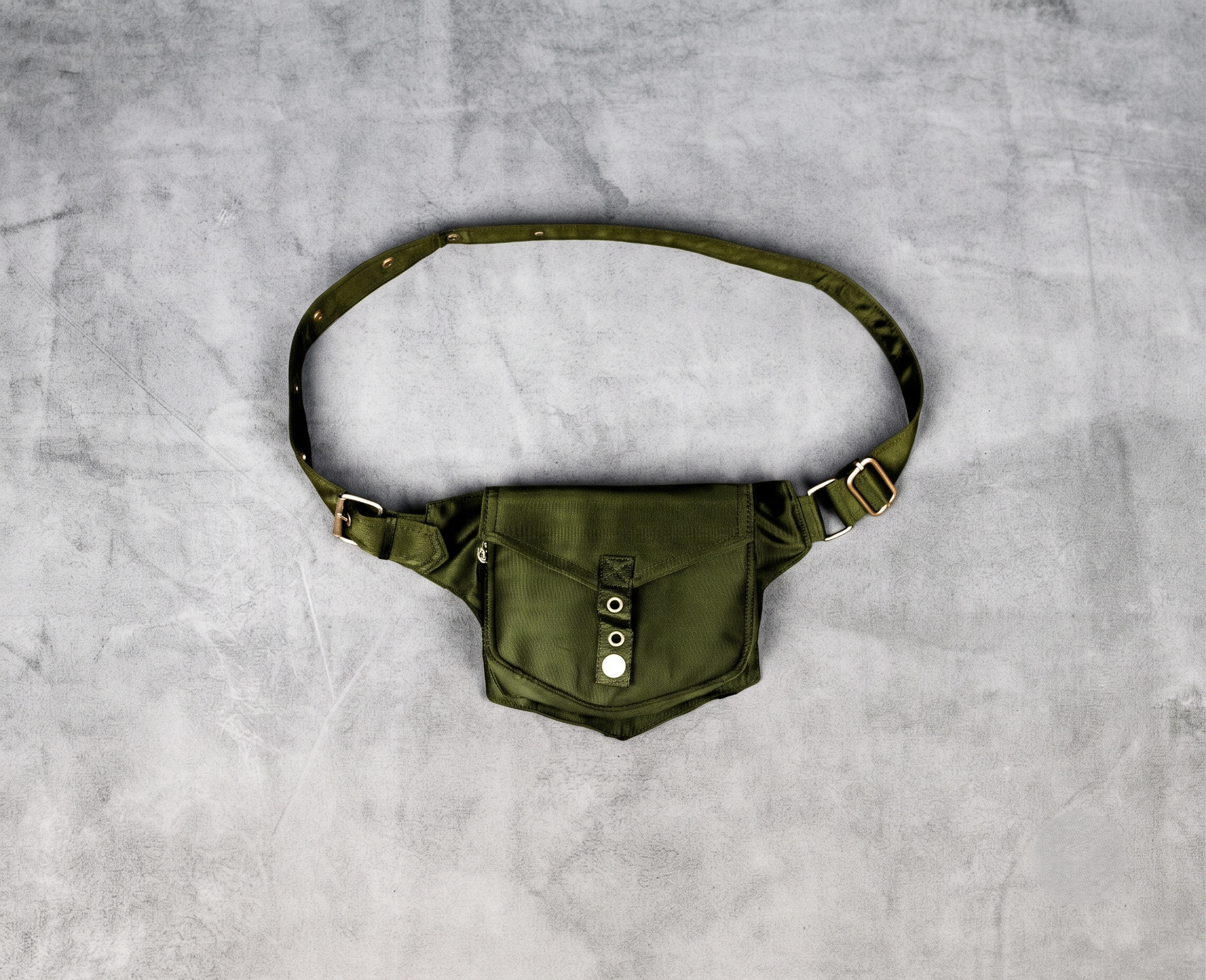 Black Cotton Waist Belt Bag Adjustable Hip Pouch Nickel Silver Gothic Festival for unisex.