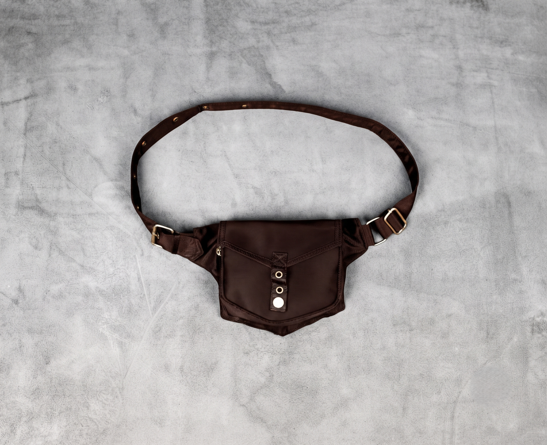 Black Cotton Waist Belt Bag Adjustable Hip Pouch Nickel Silver Gothic Festival for unisex.