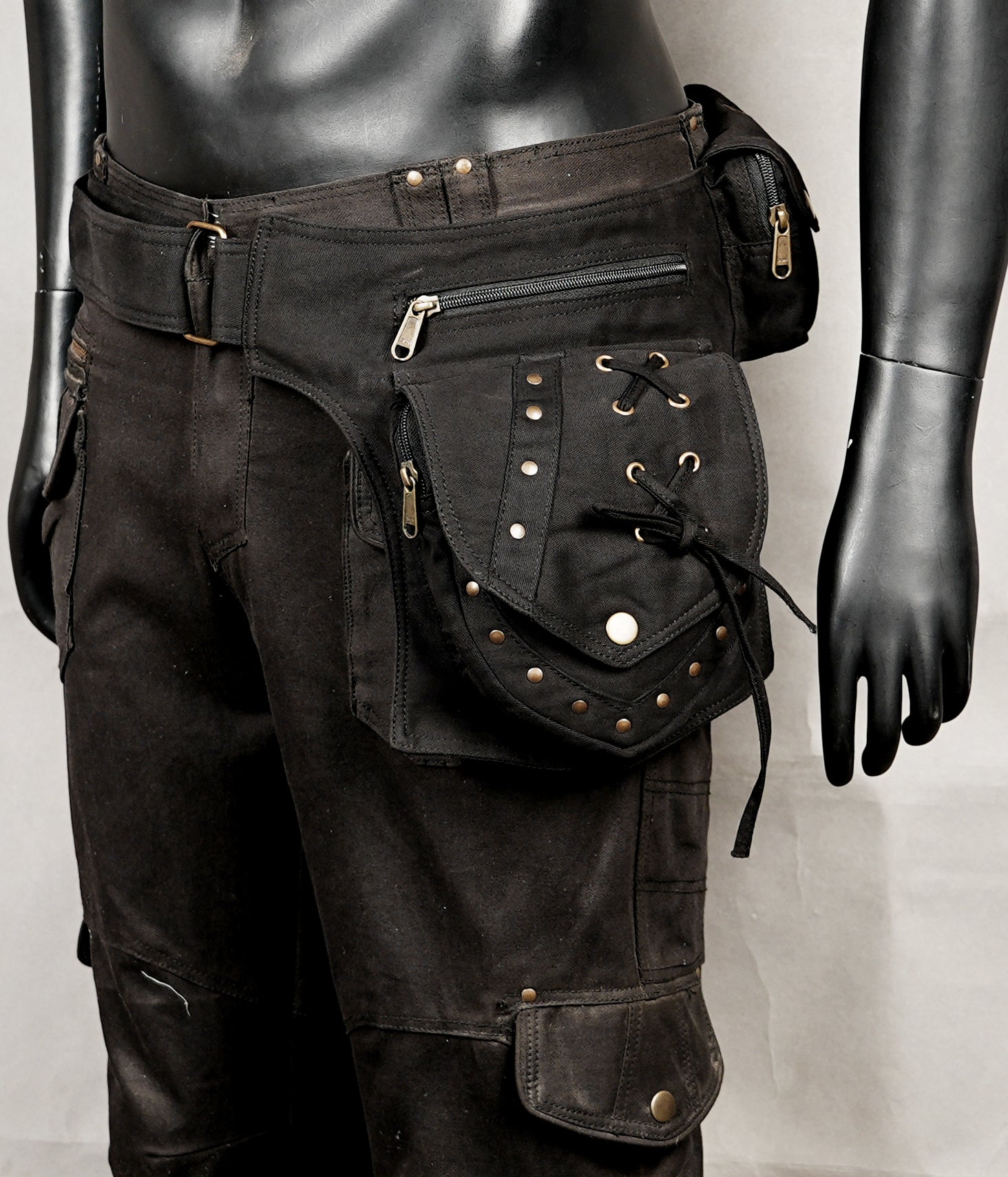 Handcrafted black cotton utility belt for festivals, travel and hiking