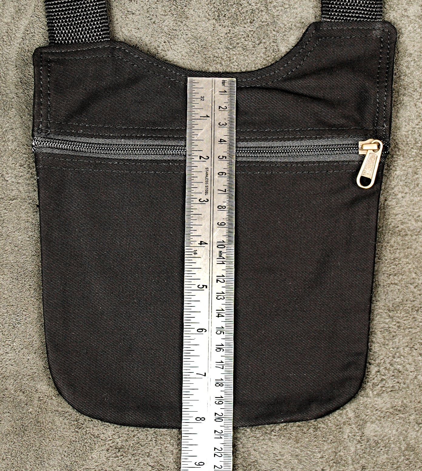 Black cotton concealed carry pouch bag with adjustable shoulder straps