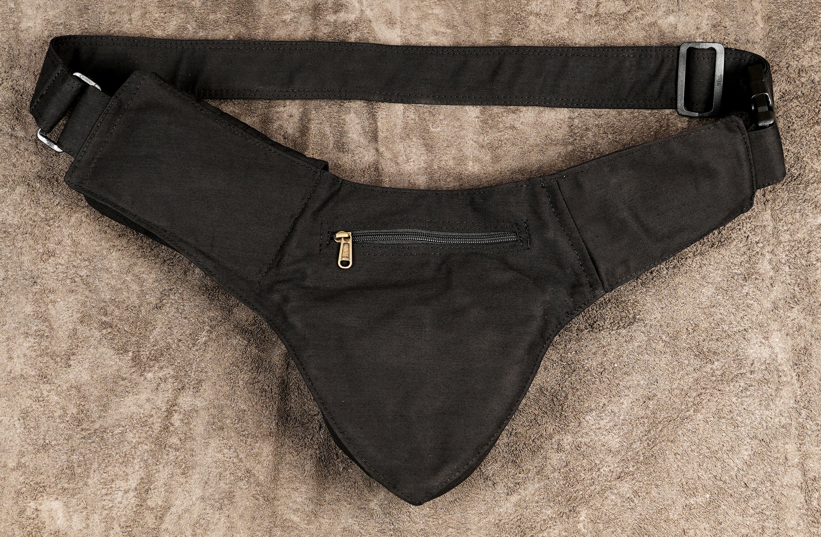 Lightweight black cotton fanny pack for men and women
