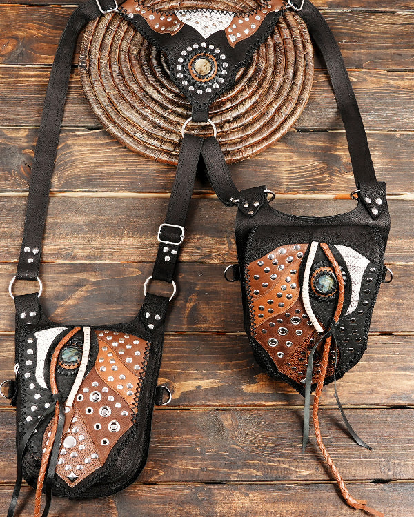 Western festival belt bag with gemstone accent and metal hardware
