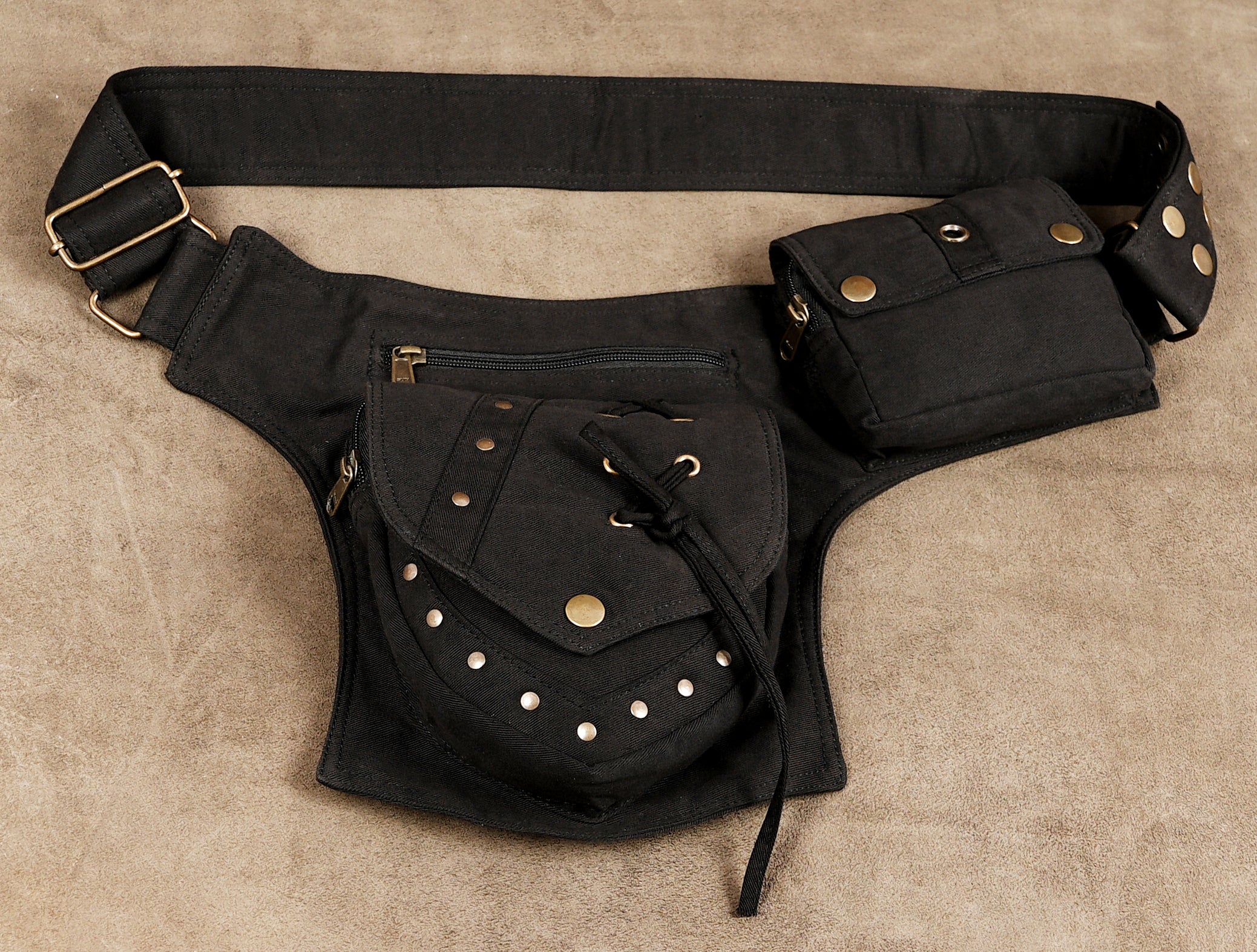 Black cotton festival belt bag for Burning Man
