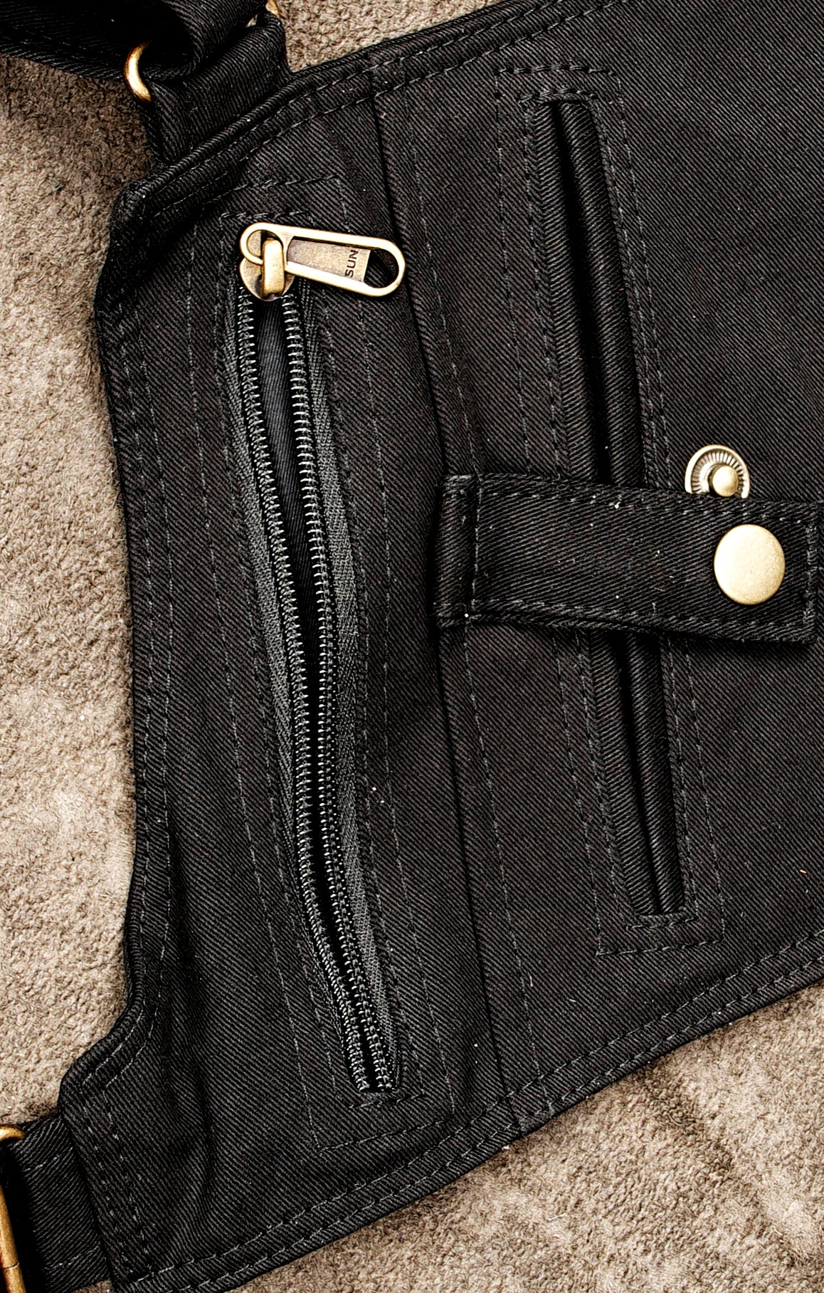Cotton festival holster bag in black with two side pockets