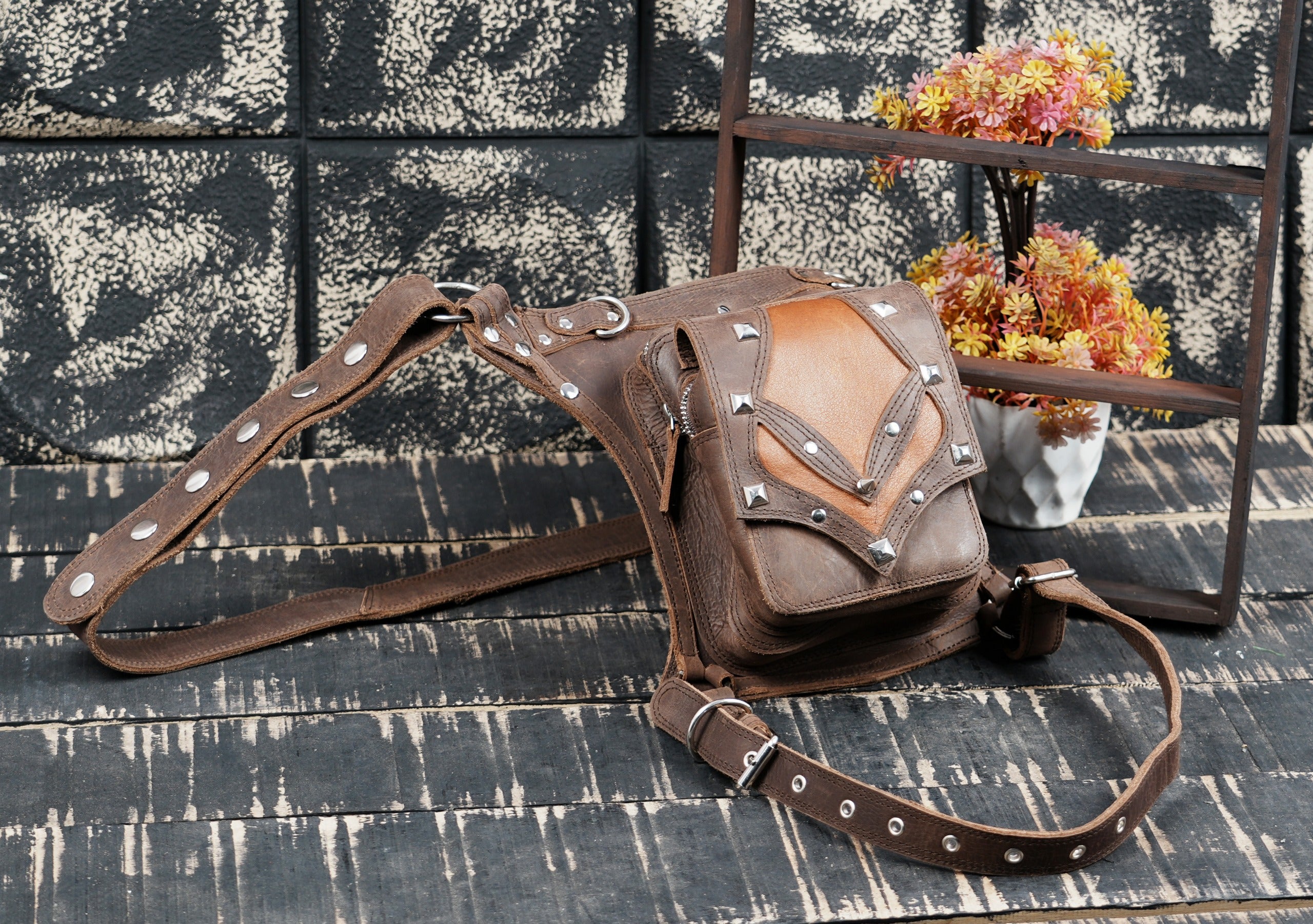 Handmade Leather Waist Thigh Belt – Adjustable Utility Bag for Festivals & Travel (LT/NS/WBTS/6012)