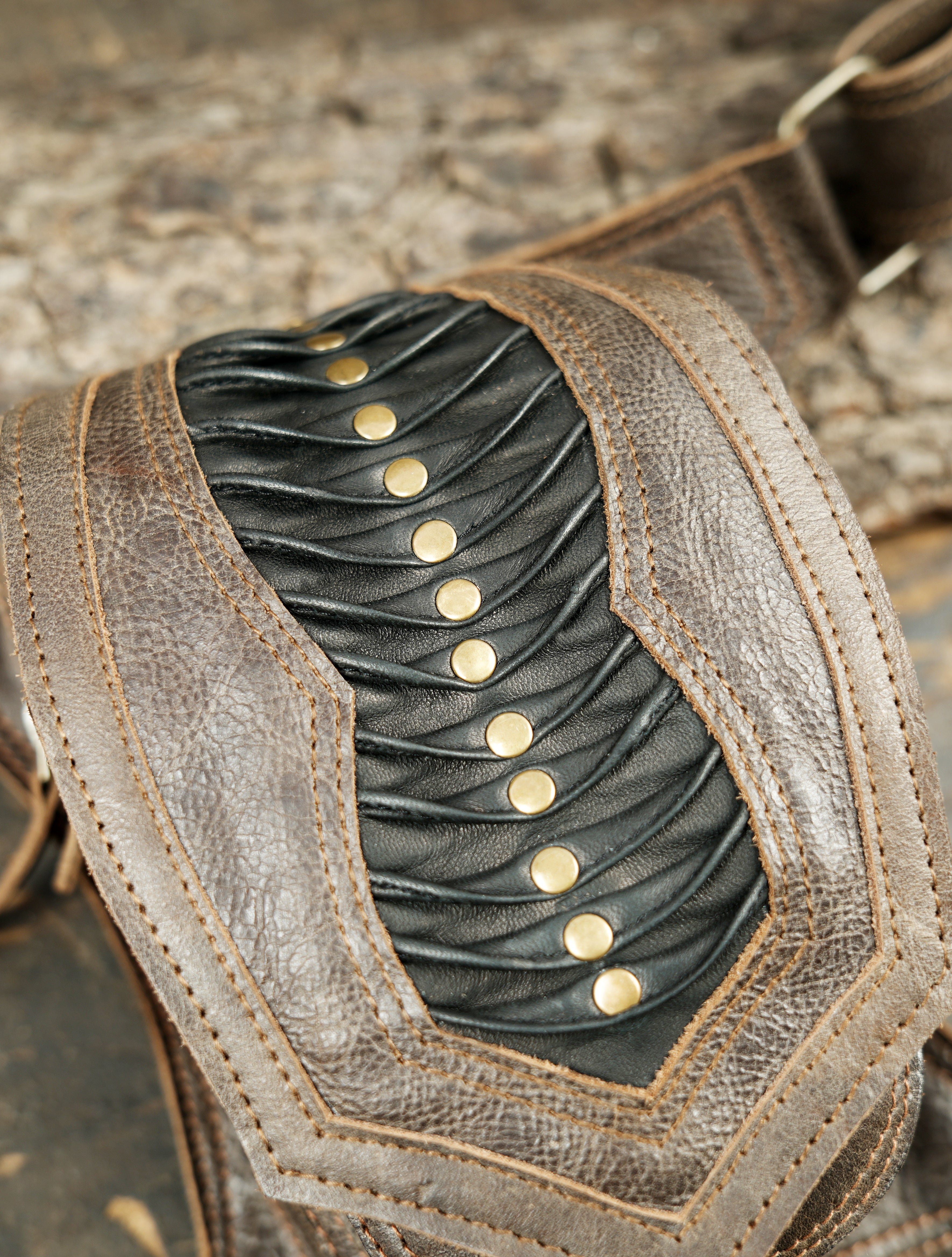 Brown leather waist thigh harness with secure leg strap