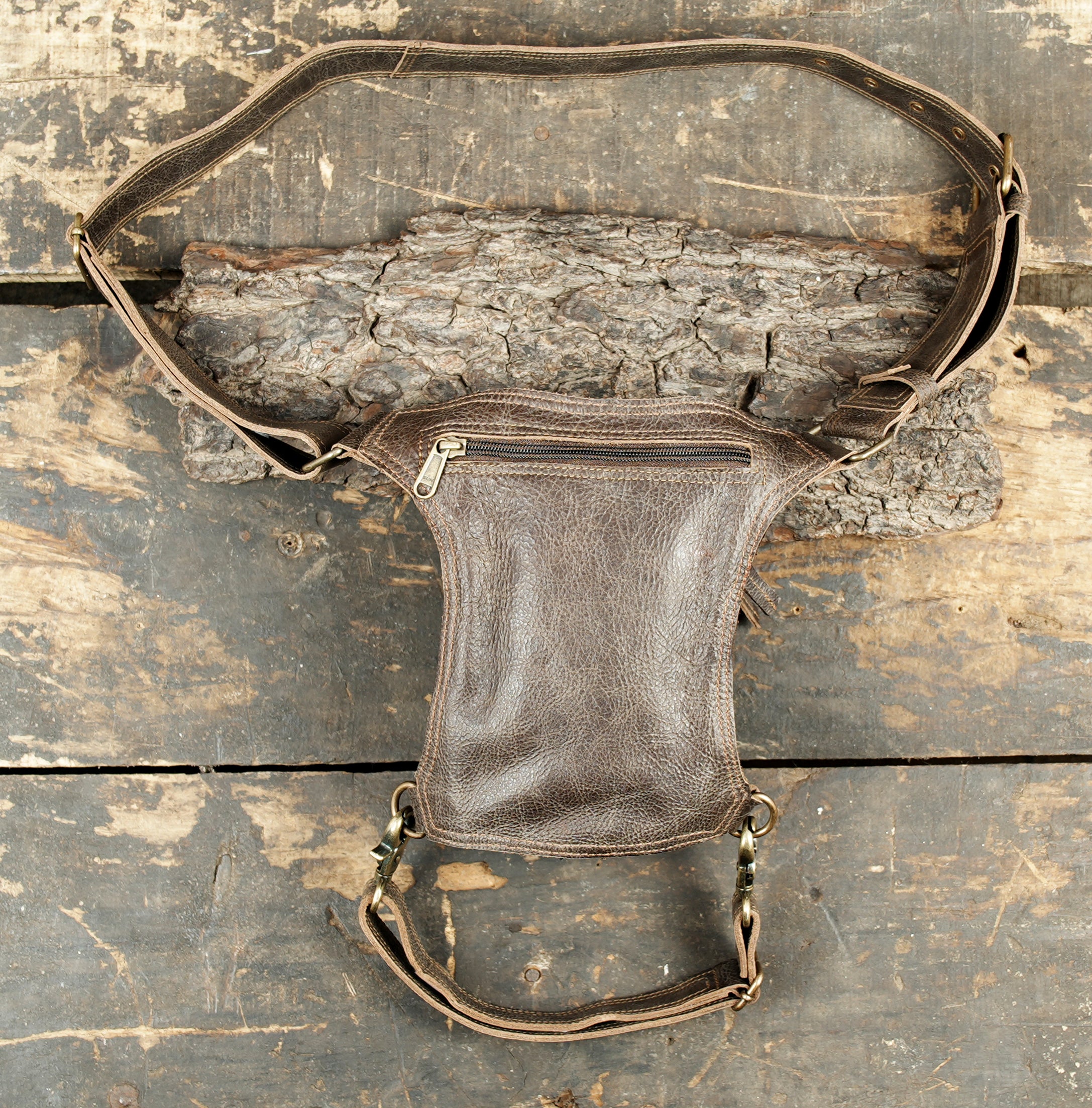 Handmade leather waist thigh pouch belt