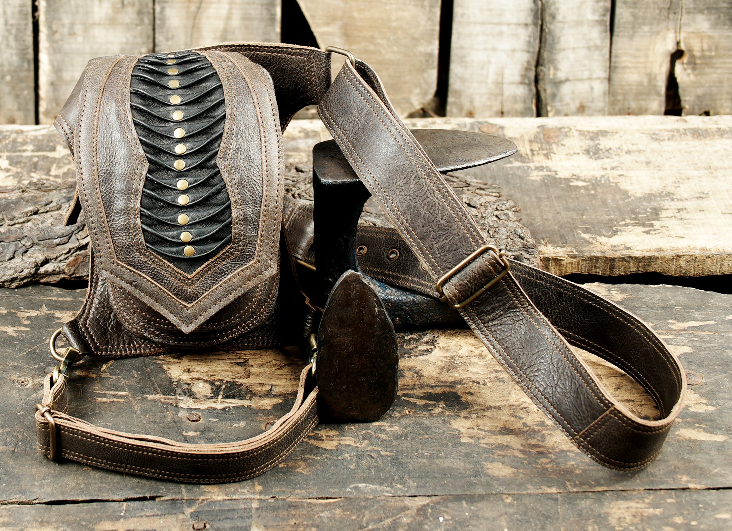 Gothic style leather waist thigh belt handmade