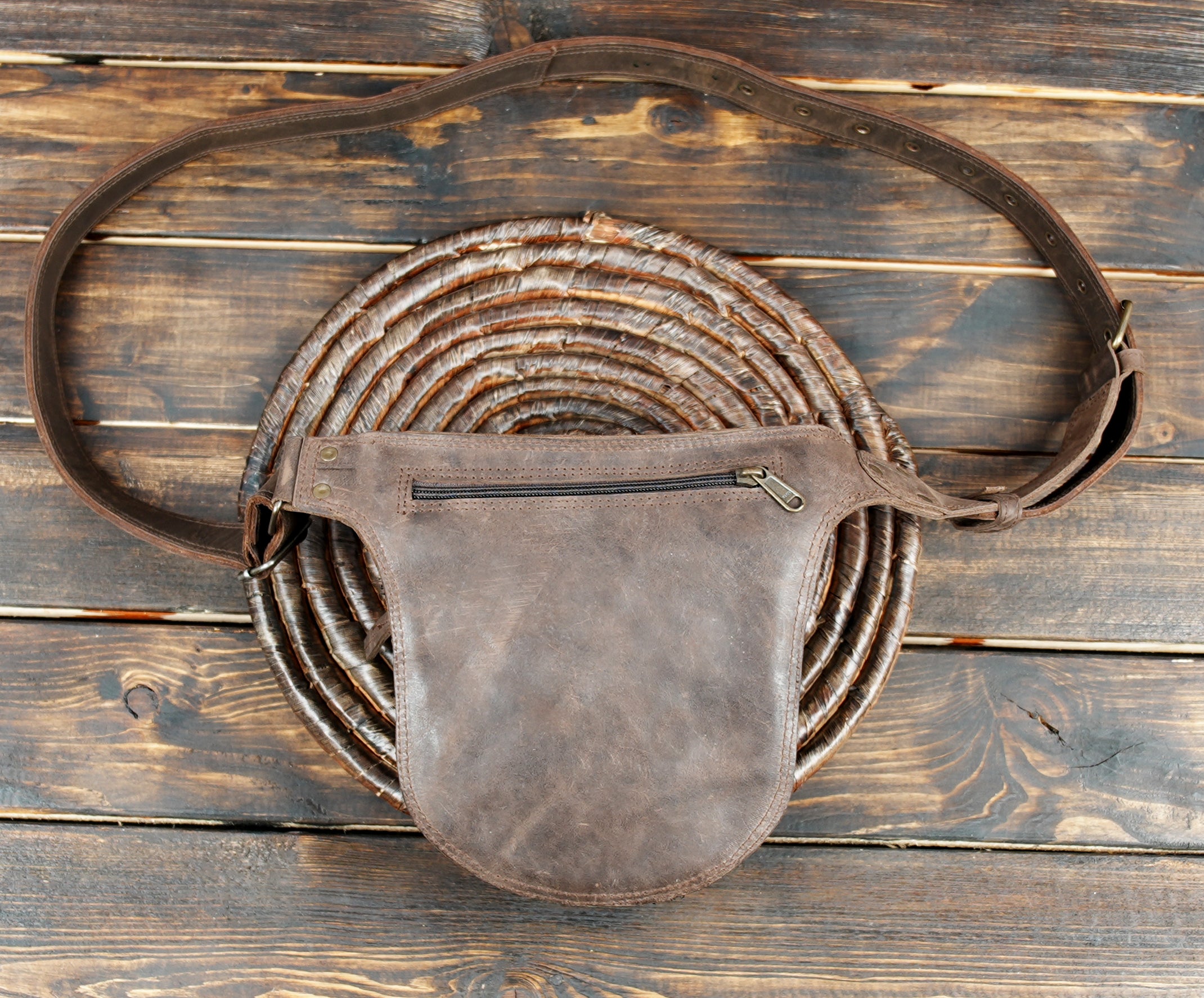 Handmade boho belt pouch with gemstone accent