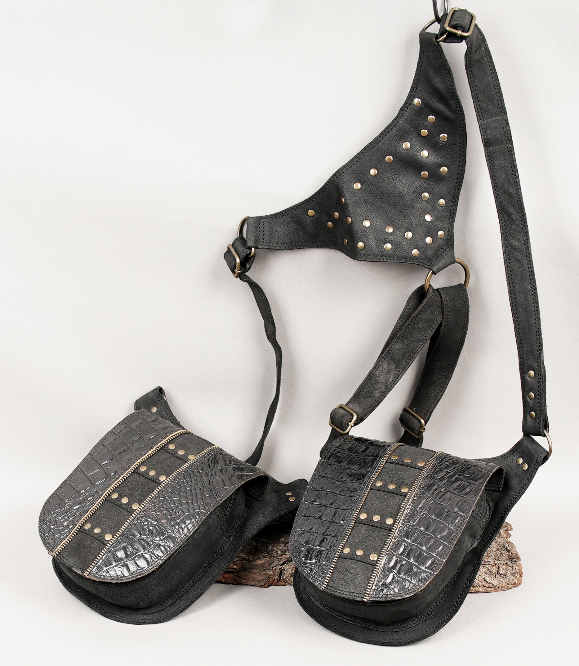 Luxury leather shoulder holster with stud accents