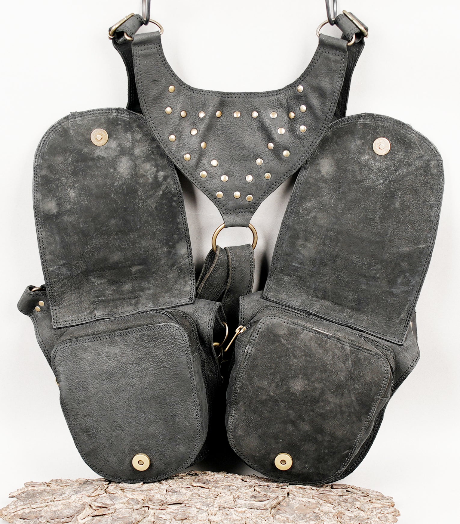 Dual-side leather holster with unique crocodile texture