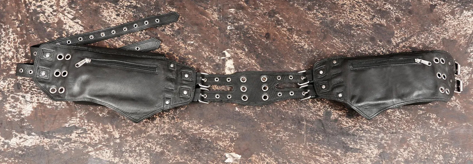 Stylish leather waist bag with buckle strap utility design