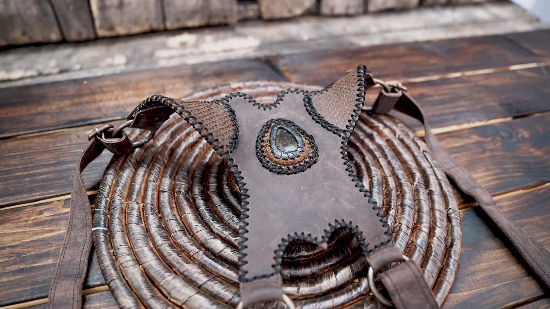 Handmade Gemstone Leather Holster: Steampunk Burning Man Belt Bag