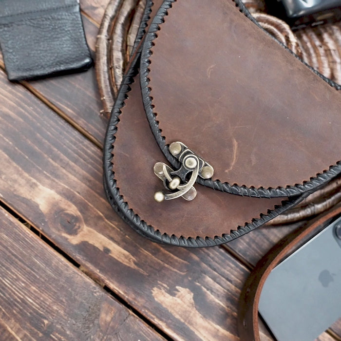 Handmade Leather Waist Pouch – Boho & Burning Man Belt Bag