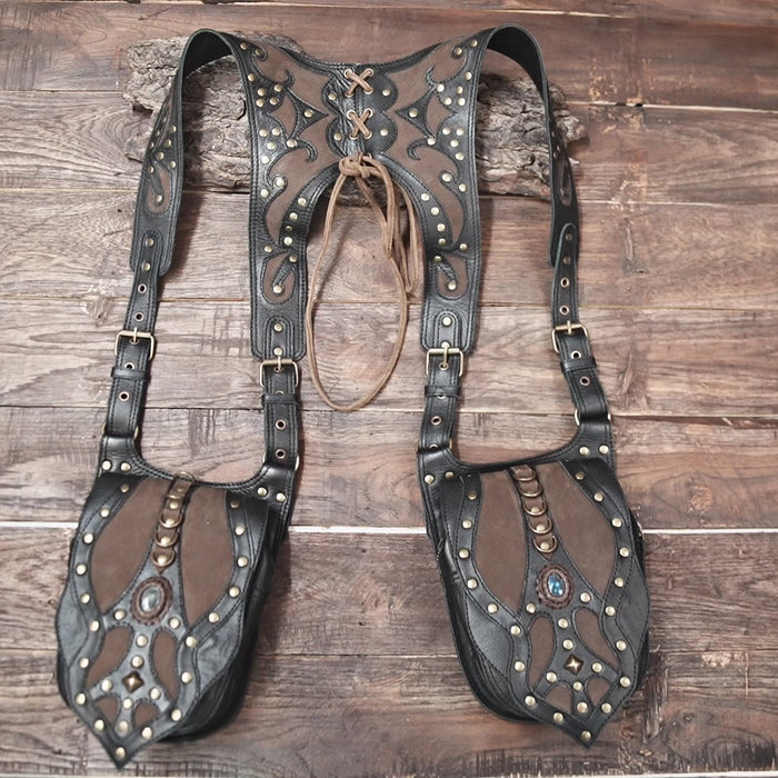 Handmade Leather Utility Holster: Gothic Steampunk Double Pouch