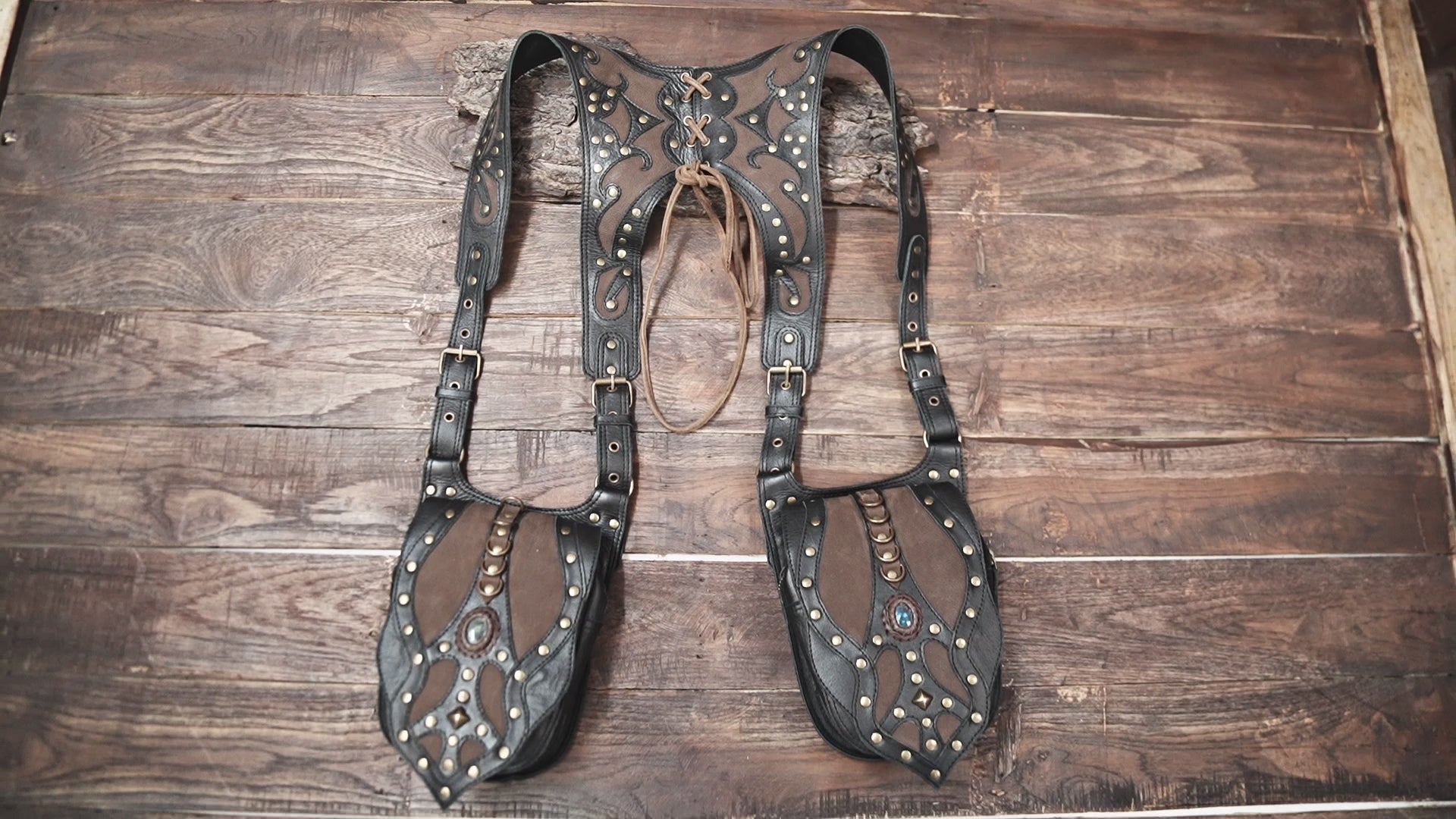 Handmade Leather Utility Holster: Gothic Steampunk Double Pouch