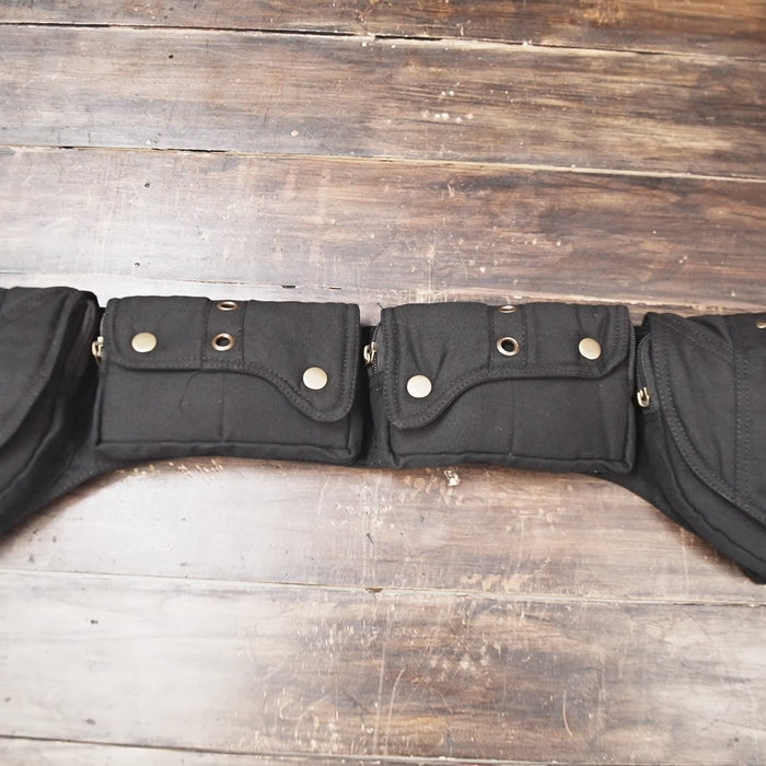 Black cotton pocket belt for everyday carry and outdoor activities