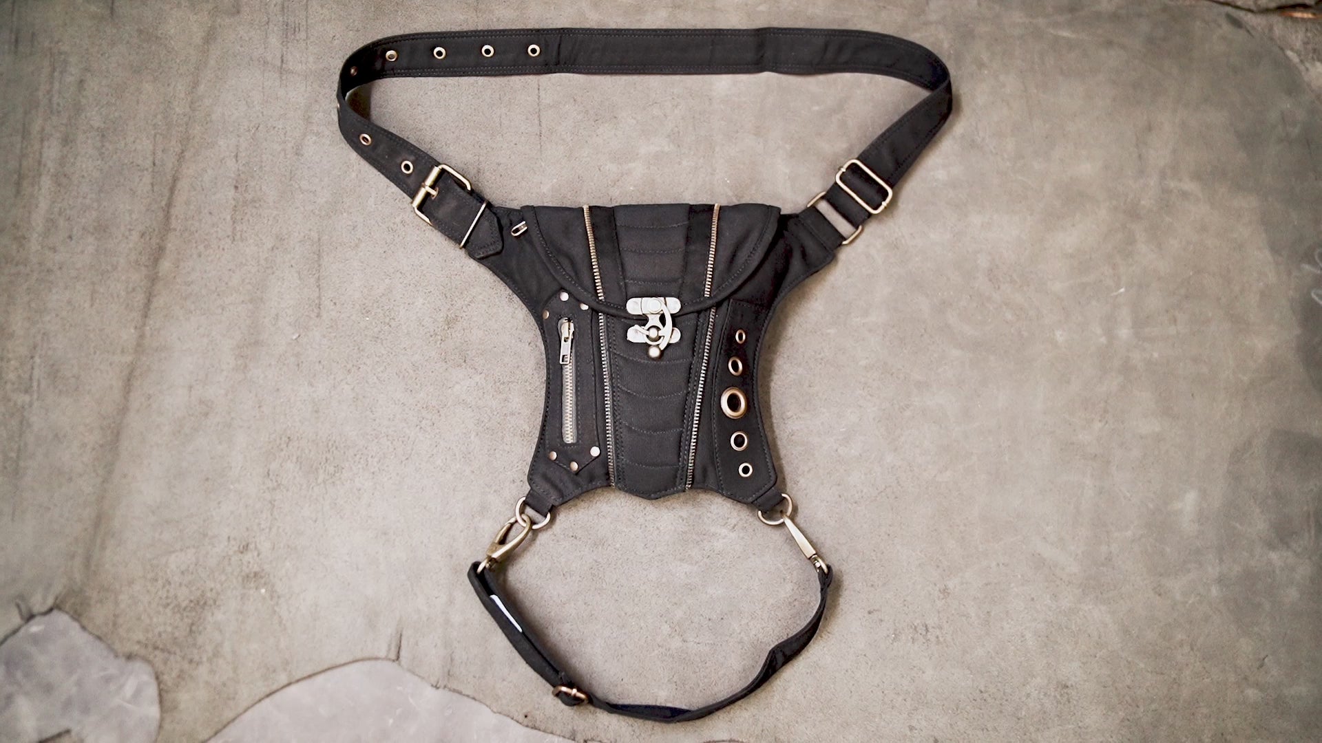 Handmade cotton utility waist belt bag for festivals and travel