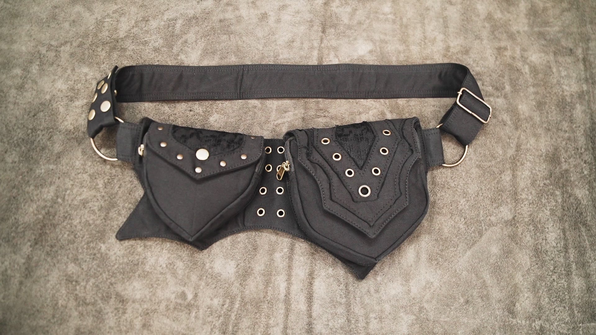 Handmade cotton utility belt pouch with secure storage compartments