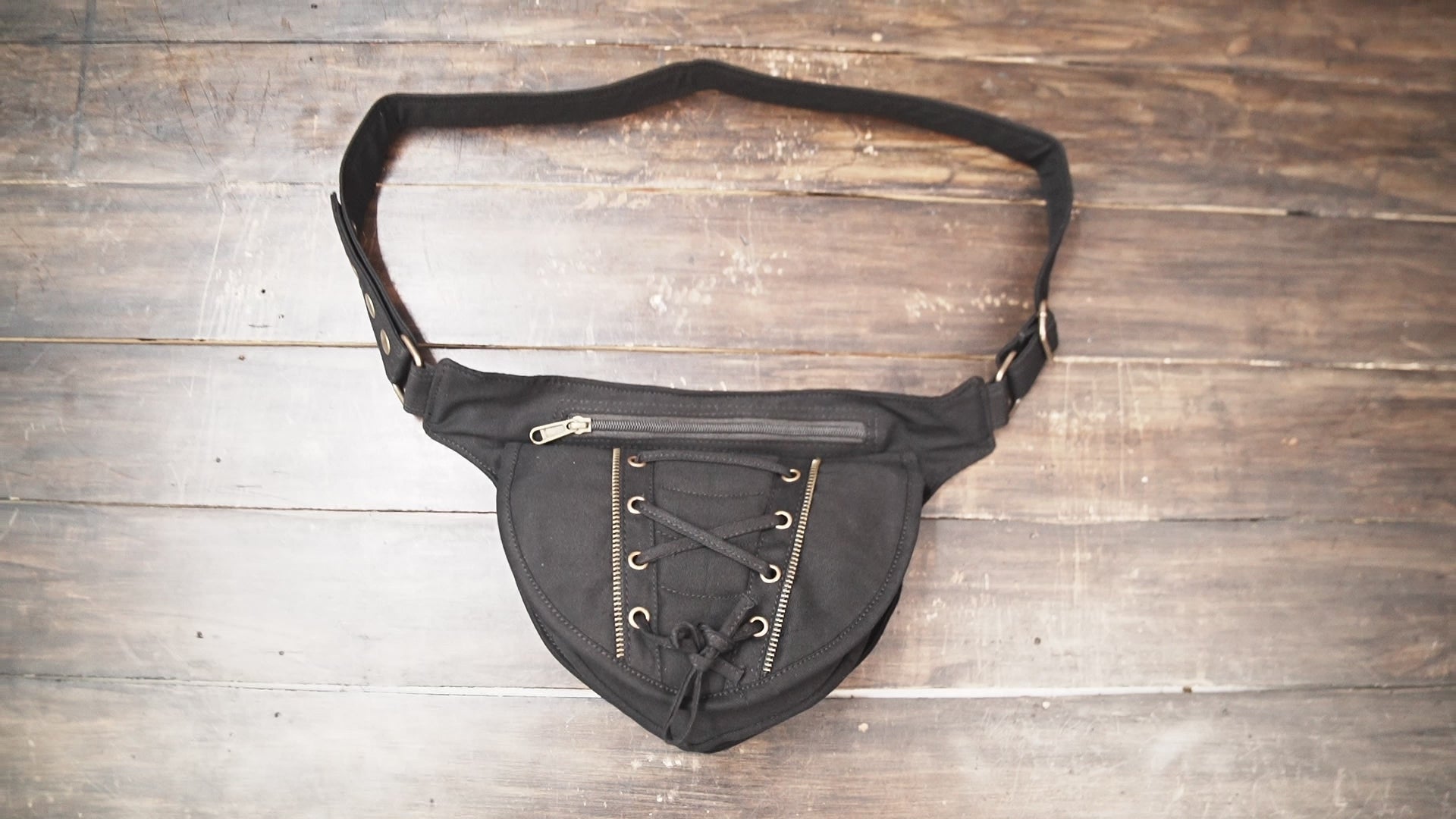 Steampunk festival hip bag with lace-up detail