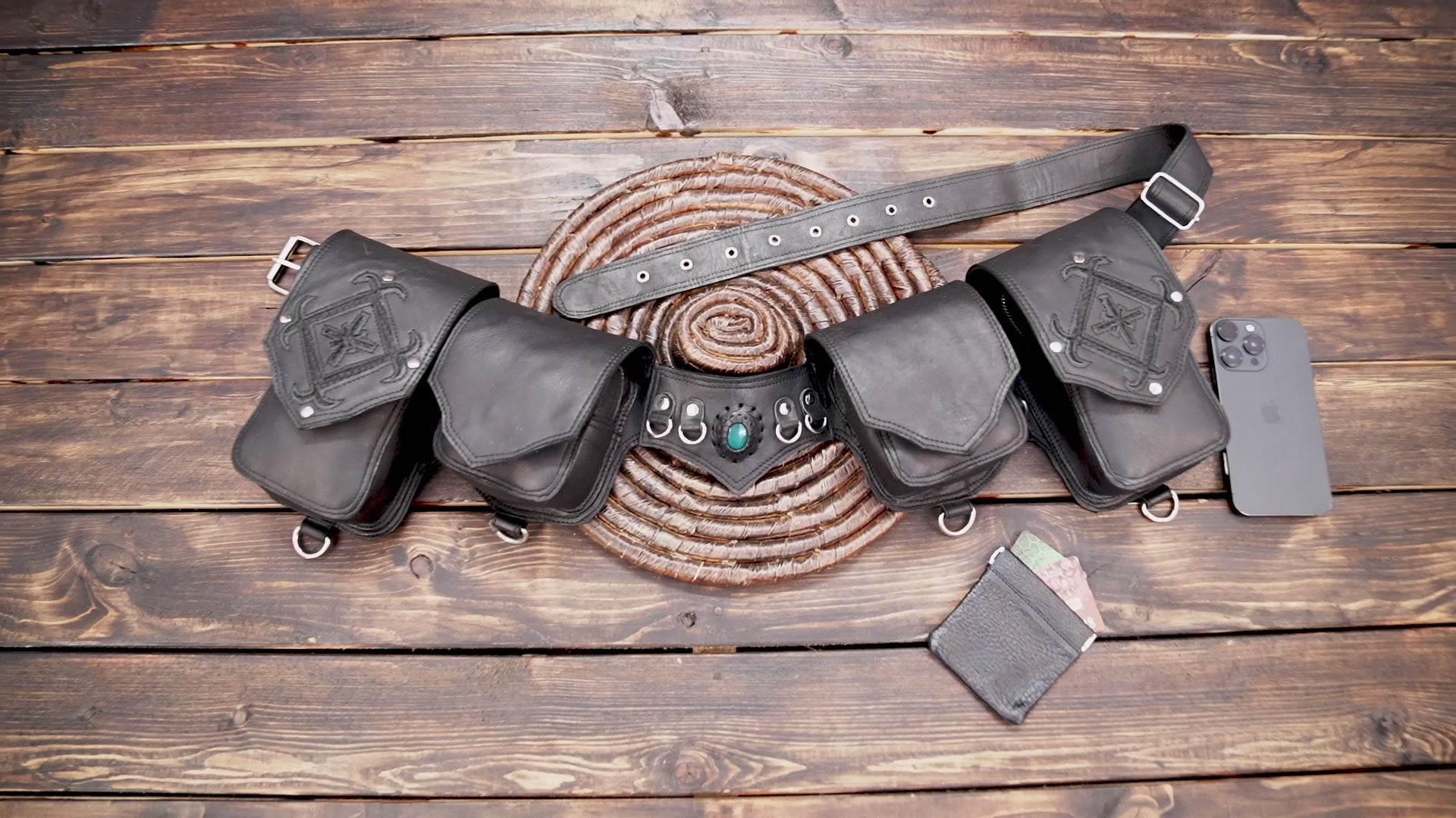 Handmade Leather Festival Belt: Women's Bum Bag with Multiple Pockets
