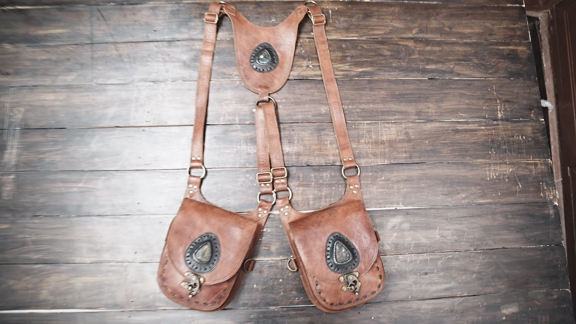 Leather holster bag, gems stone, Genuine Leather Hip Bag, Leather Bum Bag, Leather Belt Bag, Leather Pocket Belt