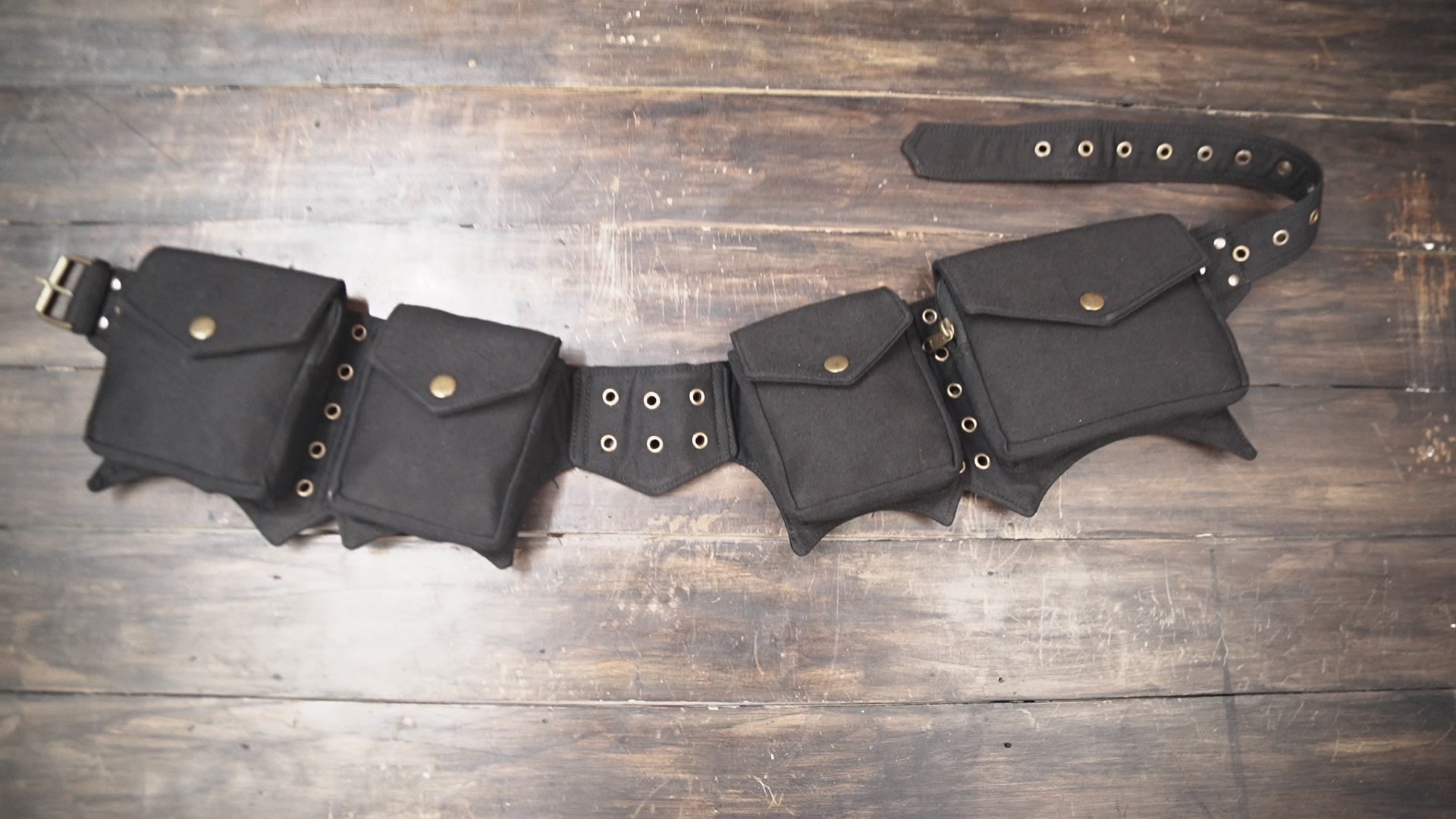 Steampunk style black utility waist belt bag