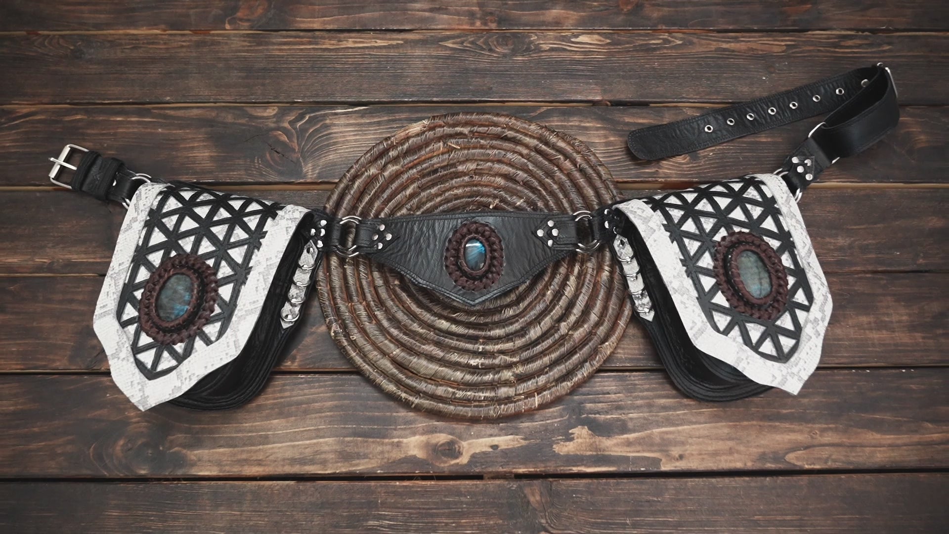 Boho Leather Utility Belt for Festival and Travel Wear