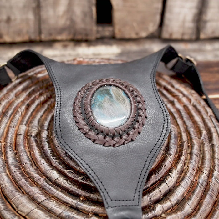 Western-style utility holster bag made from premium black leather