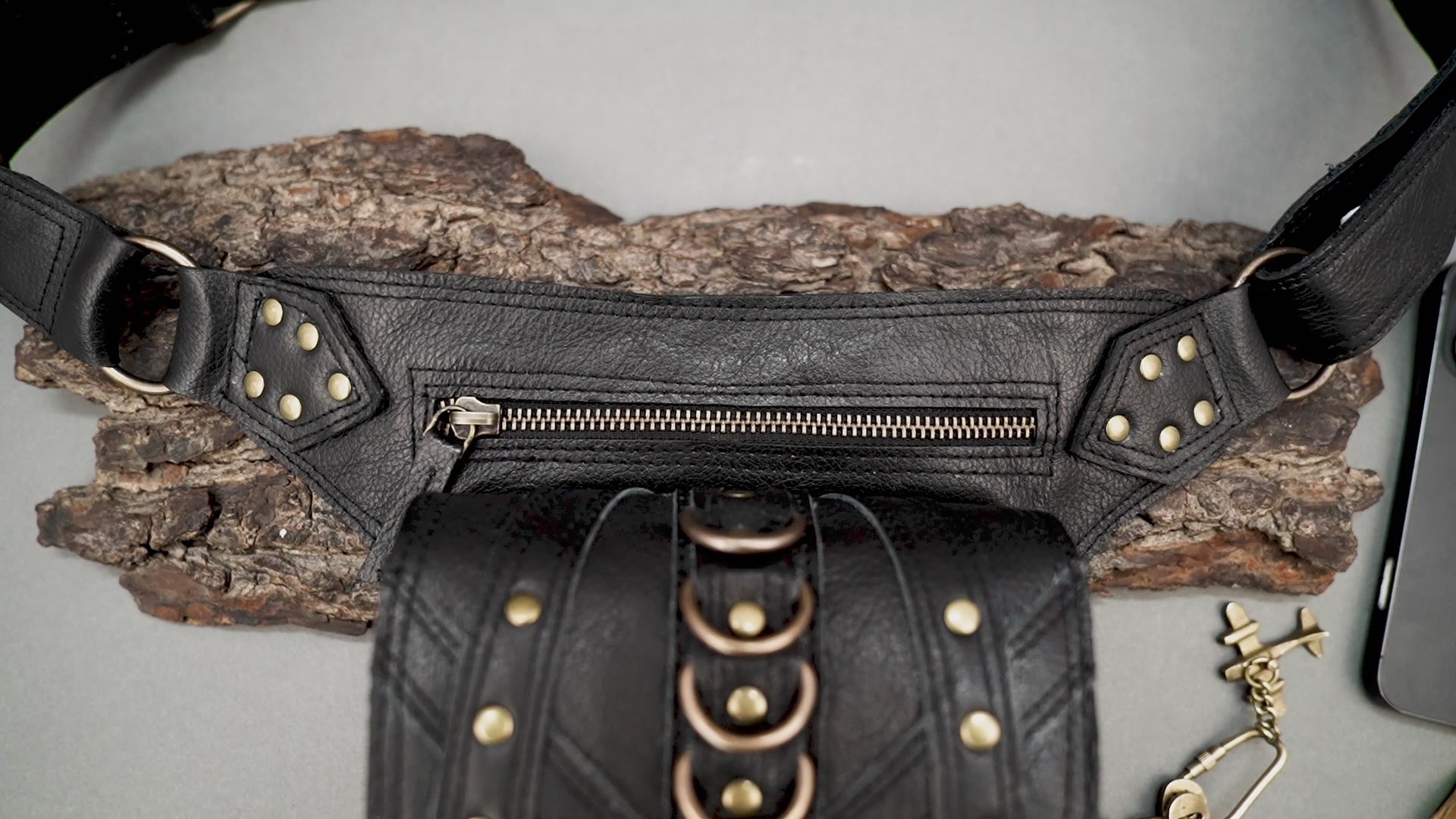 Handmade Leather Waist Thigh Belt with Stud and Ring Details || Unisex Leather Waist Thigh Belt for Festival and Travel (LT/AB/WBTS/6019)