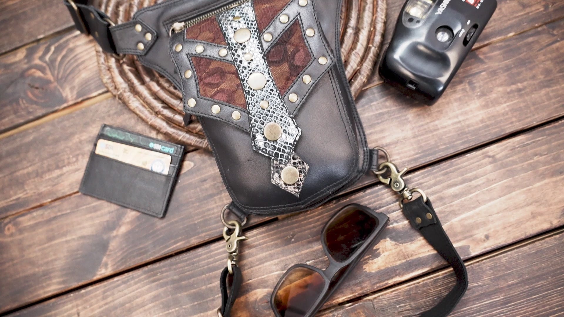 Handmade Leather Waist Thigh Belt with Studded Panel || Steampunk Leather Waist Thigh Belt (LT-AB-WBTS-6023)