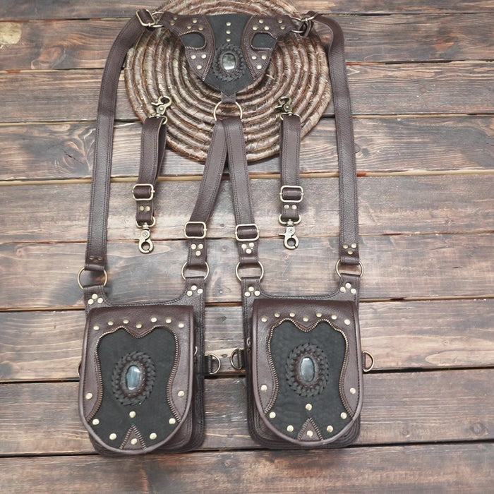 Luxury artisan leather holster with fantasy aesthetic and strong hardware