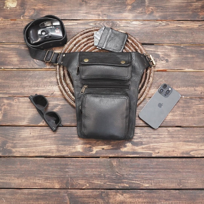 Adjustable Leather Holster Belt with Multiple Pockets – Steampunk, Gothic, Cosplay