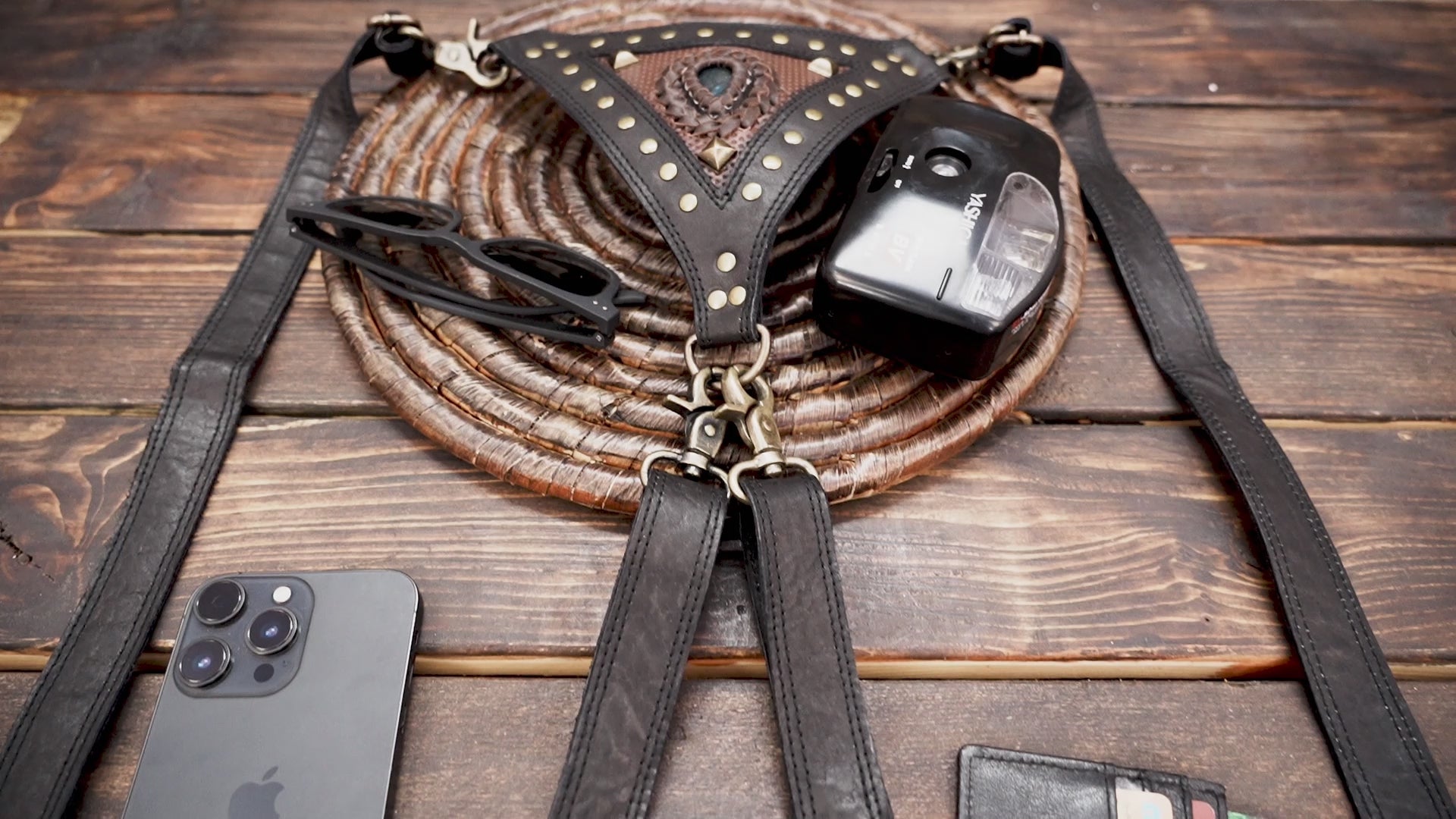 Steampunk crossbody harness bag for men and women