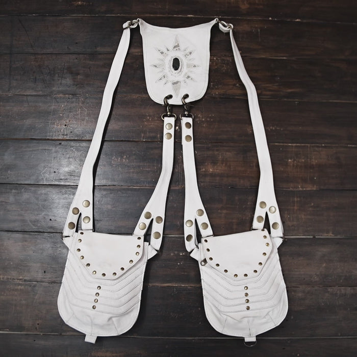 Buy REAL LEATHER Labradorite GEMSTONE Shoulder Holster Bag, Leather Handmade, Leather Shoulder with steel metal 