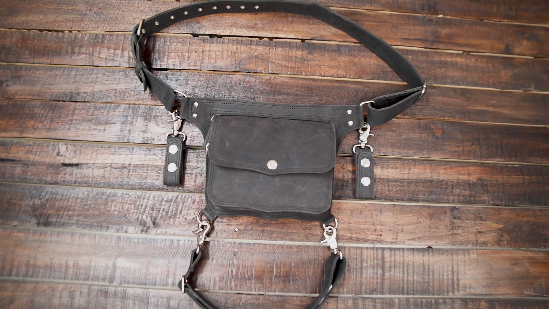 Steampunk Leather Thigh Pouch – Adjustable Waist Belt Bag