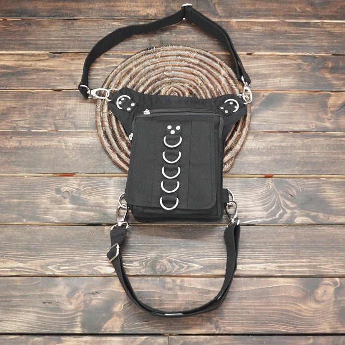 Alternative style cotton thigh holster bag with utility compartments