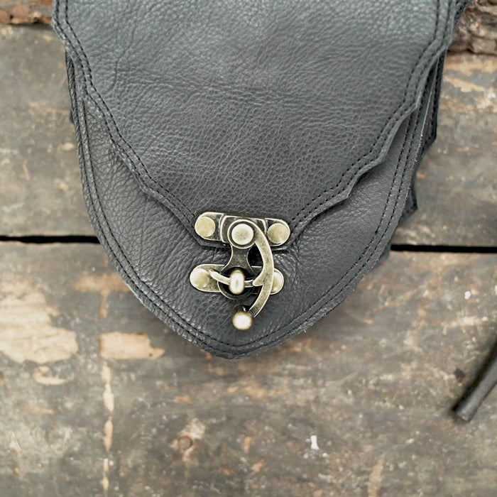 Handmade leather waist belt with zipper pocket