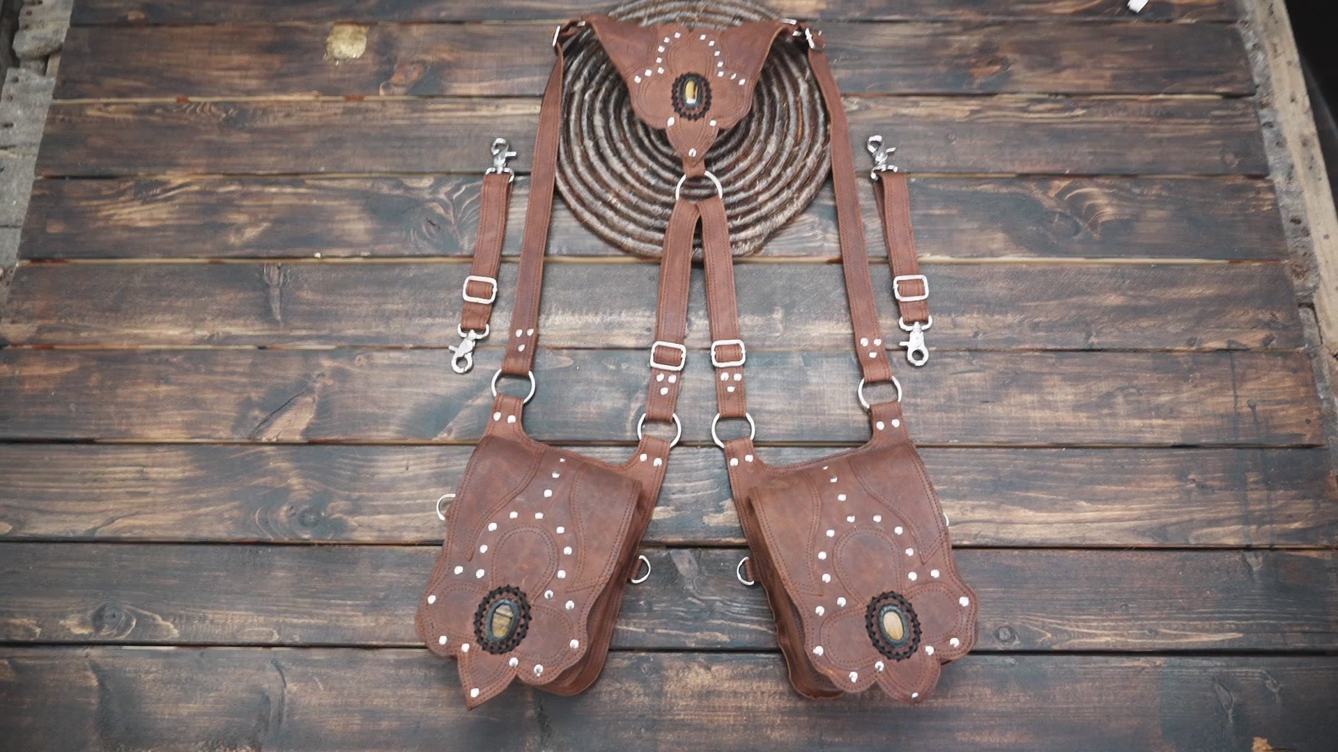 Handmade Leather Holster Belt – Dual Pouch Utility Bag for Festivals & Cosplay