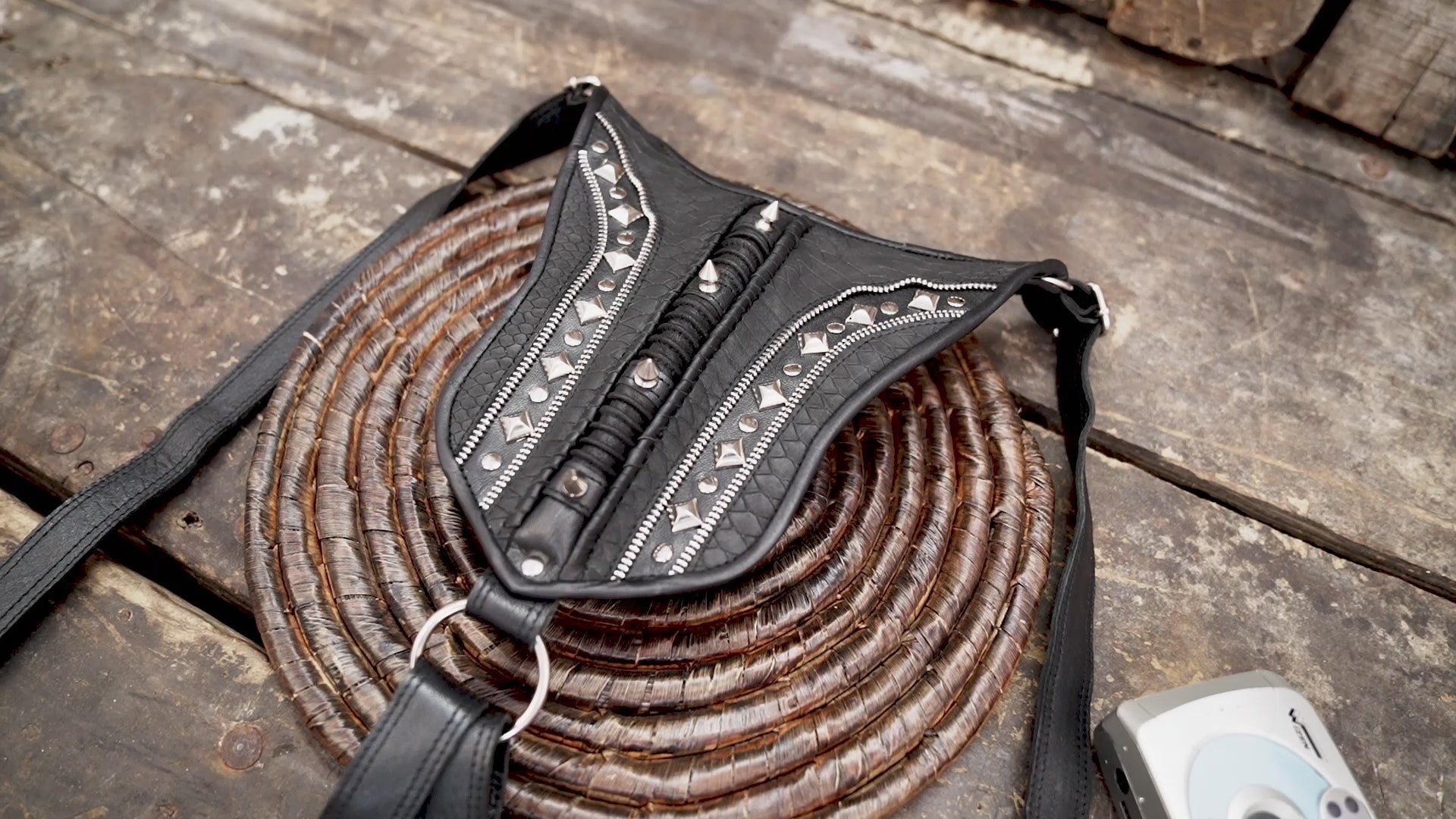  Handcrafted Leather Shoulder Harness Utility Bag with unique star 