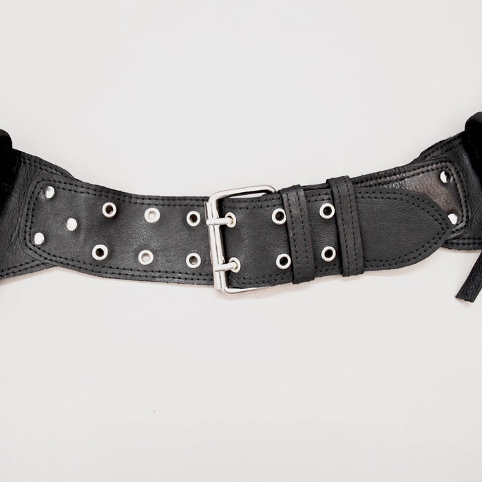 Handmade leather waist belt with utility pockets