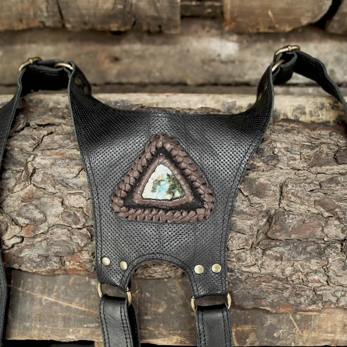 Premium tribal leather shoulder holster for festivals